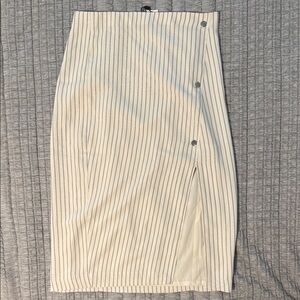 Express Cream and Black Striped Pencil Skirt